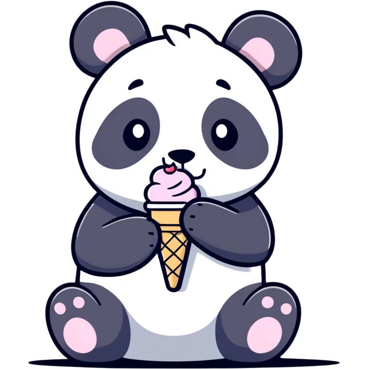 Panda eating ice cream emoji