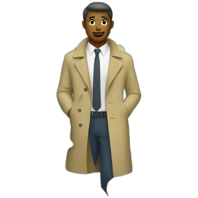 Trenchcoat man in bushes emoji