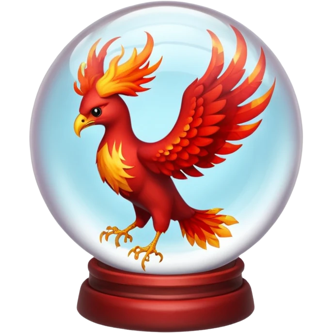 A red fiery phoenix inside a transparent crystal ball with no stand emoji