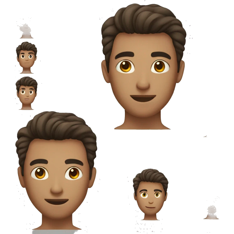 Homme, cheveux brun, yeux brun, cheveux en batailles sans moustache emoji