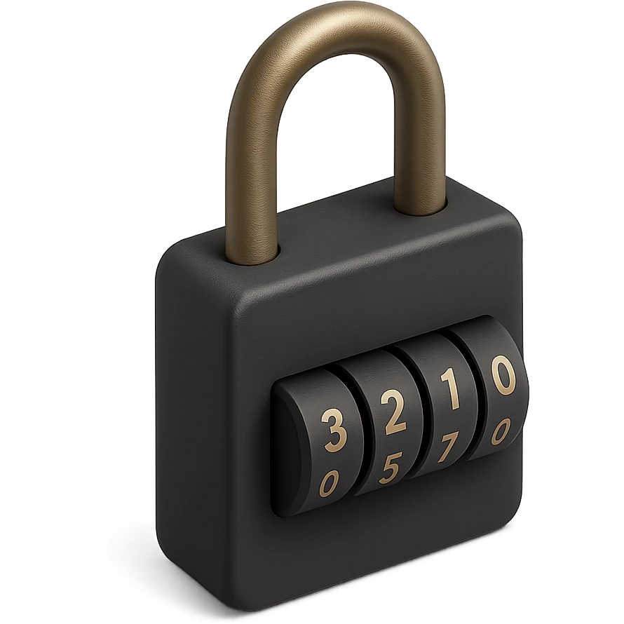 a combination lock, 3D black style emoji