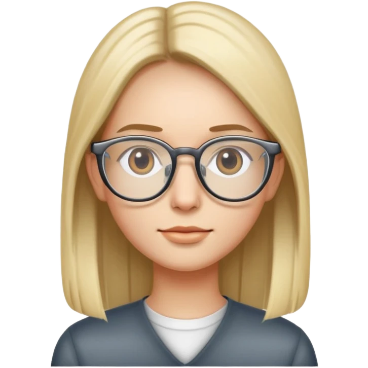 cabelo liso, pele clara, óculos transparente  emoji