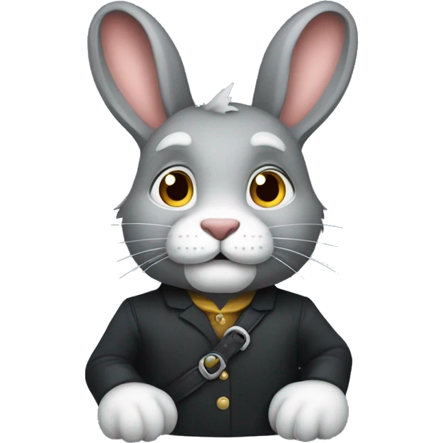 Lapin noir avec crinière lion grise emoji