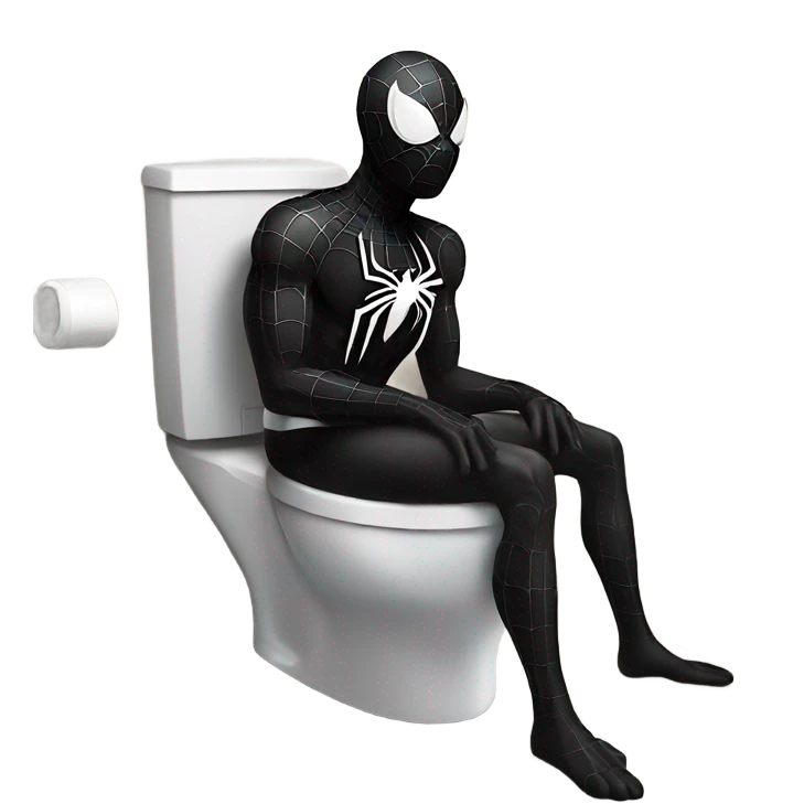 Black Spider- Man in a toilet emoji