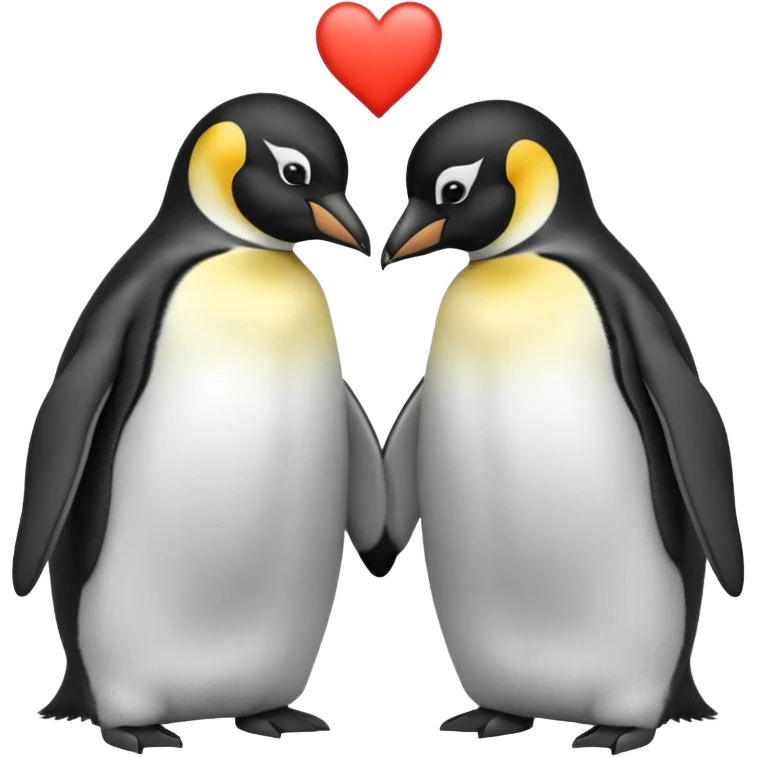 2 emperor penguins facing each other making a heart but no heart emoji emoji