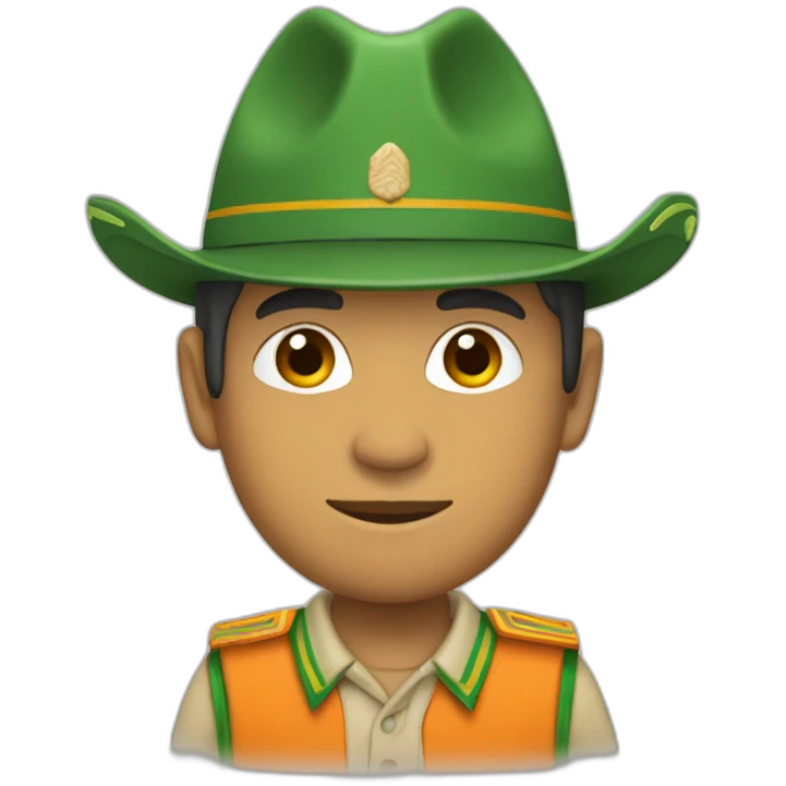 Pañoleta scout naranja con franjas verdes emoji