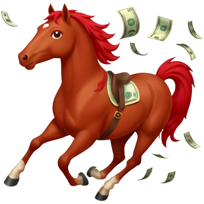 red horse agressive running money greeting below emoji