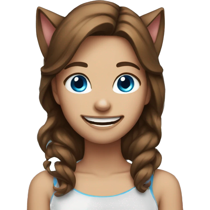 Laughing girl emoji brown hair blue eyes cat ears emoji
