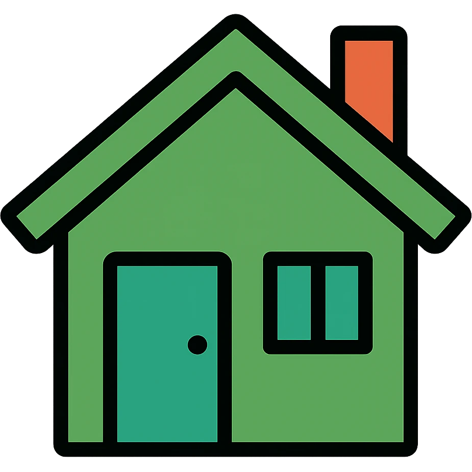 minimal house, green emoji