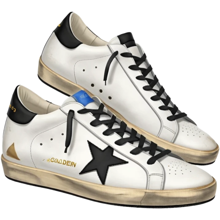 A golden goose shoe sneaker white with black heel emoji