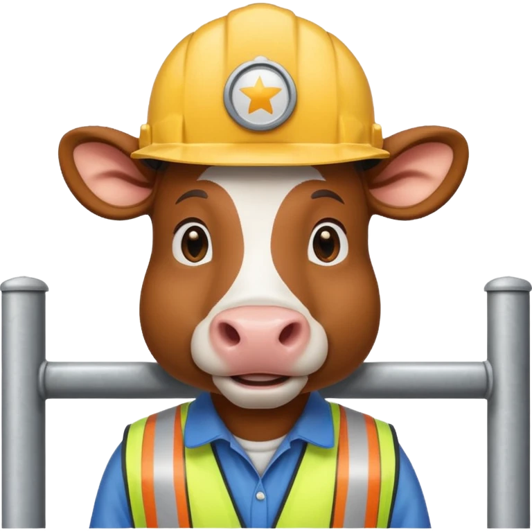 cow with a hard hat inside a toll booth emoji