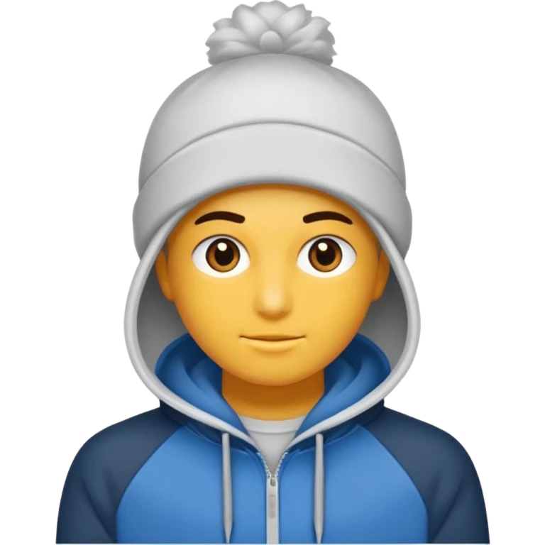 Saçı arkadan bağlı beyaz tenli kirli sakallı 24 yaşlarında üzerinde gri kapüşonlu sweat olan bir erkek çiz emoji