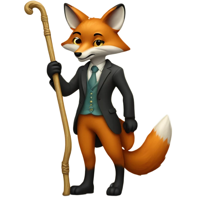 fox with a cane in hand emoji