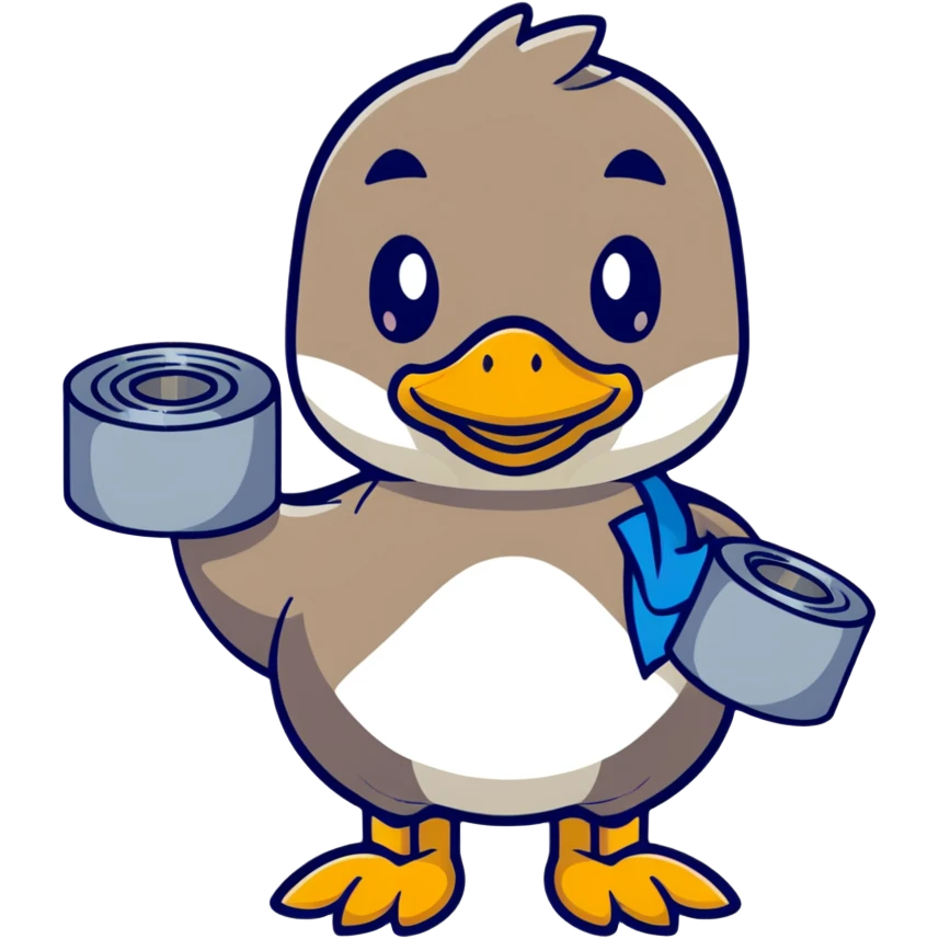 duck holding a roll of duct tape emoji