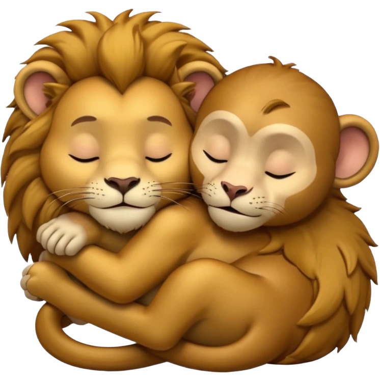 lion and monkey sleeping together and fucking cuddling emoji