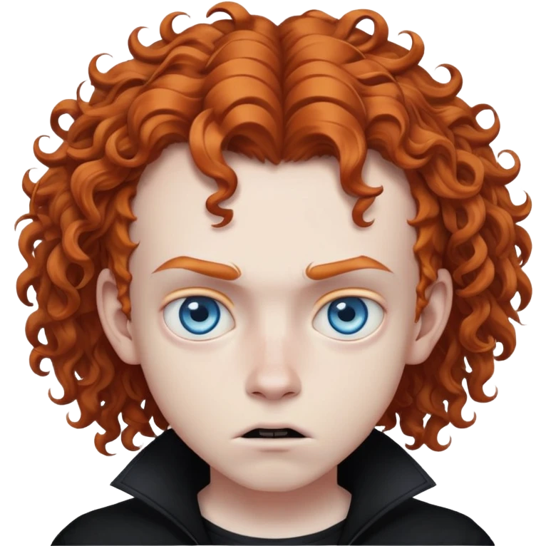 mad goth teen boy with curly ginger hair and blue eyes emoji