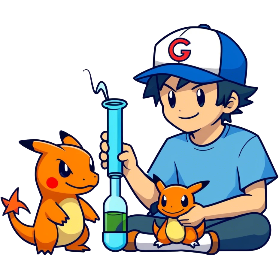 21 yo Handsome Ash Ketchum using a bong with charizard emoji