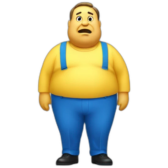 Yellow and blue 50s fat man wondering emoji