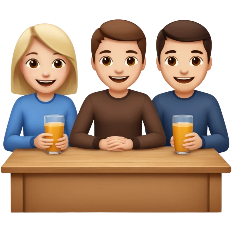 3 people sitting behind a table emoji