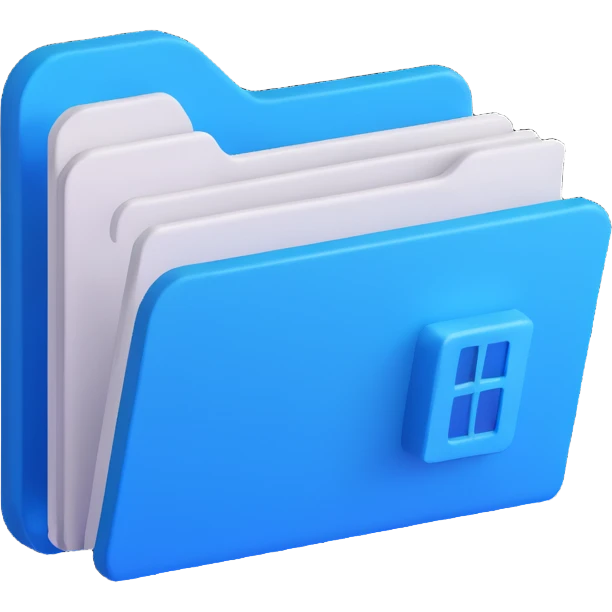 Windows 11 folder icon, modern, blue, slightly 3D, no text emoji