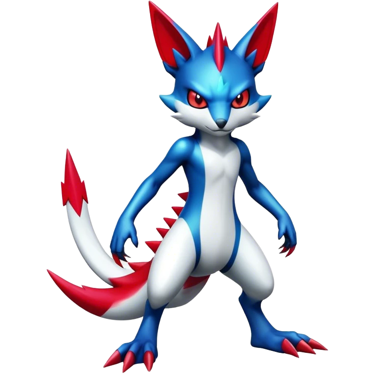 Cool Edgy Badass Shiny Futuristic Digimon-Sneasel-Zangoose-hybrid full body emoji