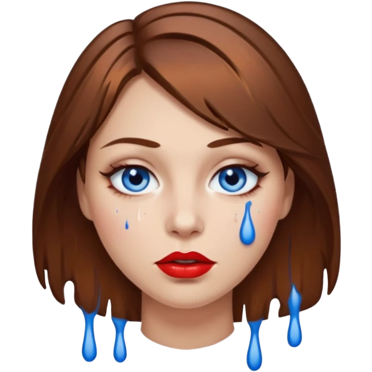 Brown Hair Woman , white paint , drip, face, hot  Sexy, lips emoji