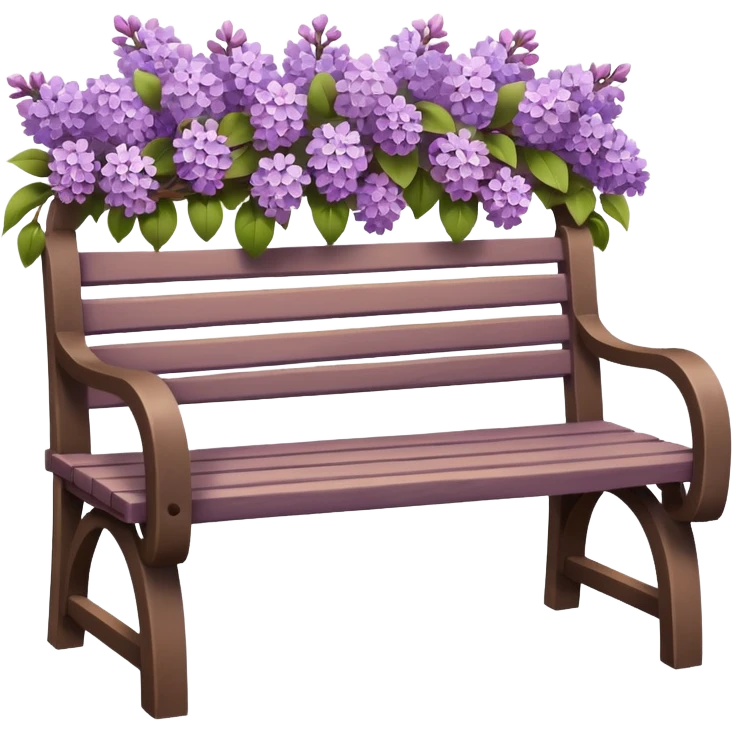 rustic bench with lilac flowers emoji emoji
