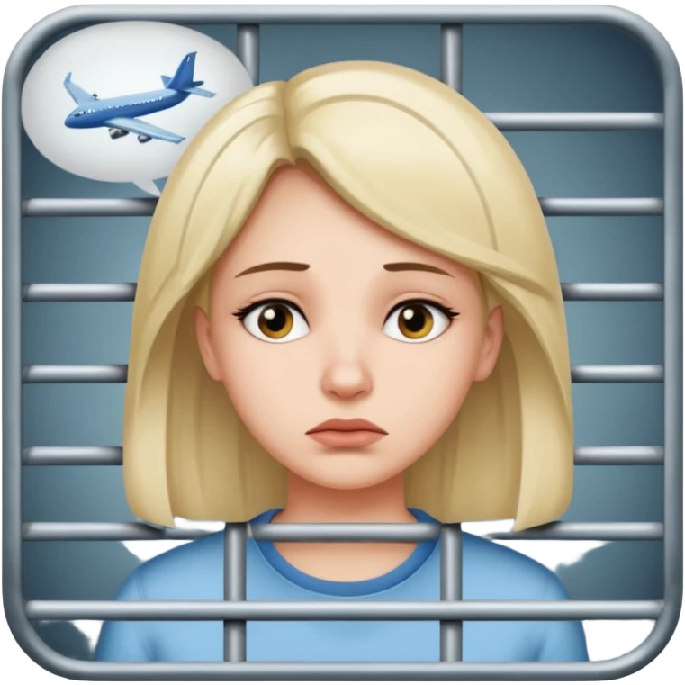 Still wild, but you’ll realize they’re wiser than they seem. Freedom is their top priority — don’t try to cage them.
woman behind bars sad with a text bubble thinking about airplanes emoji