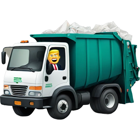 Donald trump driving a garbage truck emoji