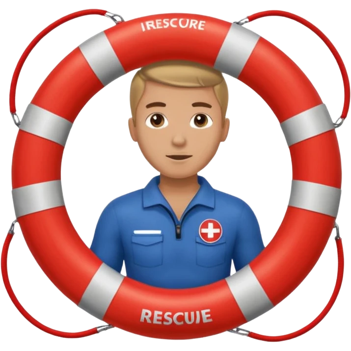 Lifeguard Holding Rescue Tube circle  emoji