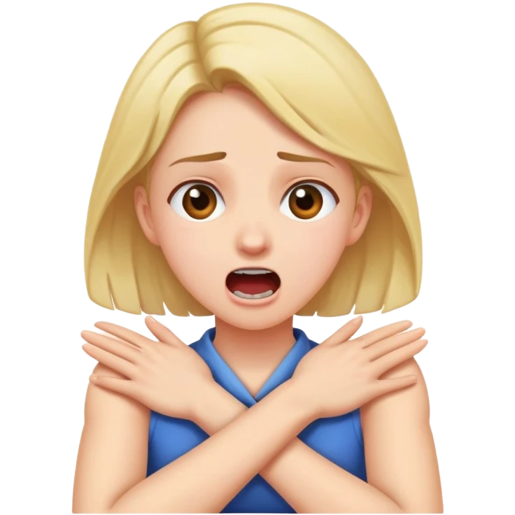 Girl with crossed arms grabbing her neck screaming  emoji