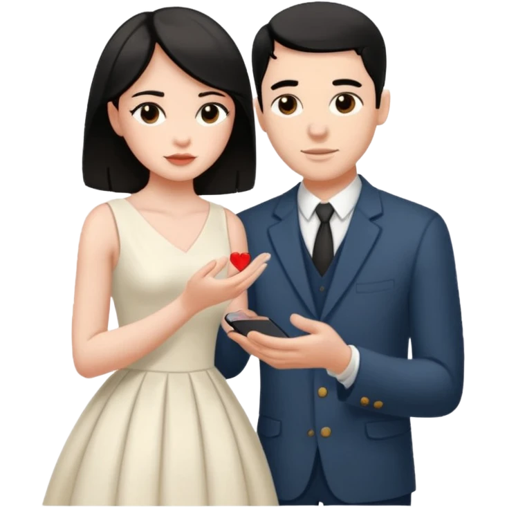 George Floyd make a proposal to a thin pale black haired girl emoji