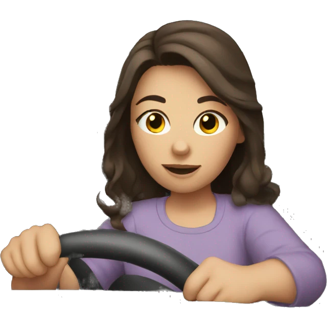 brunette girl driving in a car emoji
