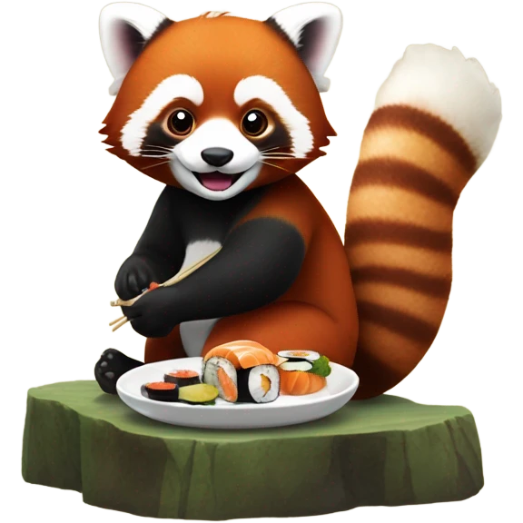Red panda eating sushi  emoji