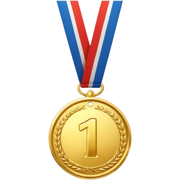 a gold medal with a number 1 emoji
