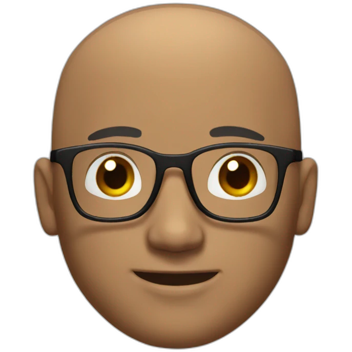bald man with beard with rounded glasses and very short black hair emoji