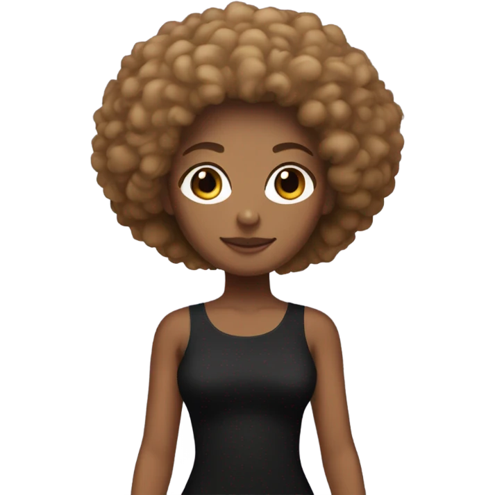 Girl with tan skin and Afro full body black bodycon dress emoji