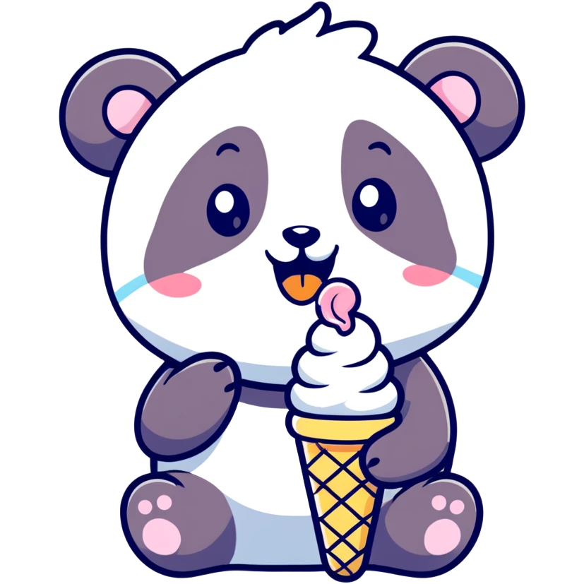 Panda eating ice cream emoji