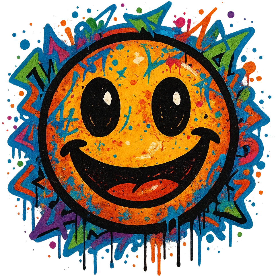 graffiti style emoji, colorful, vibrant, detailed, with a sense of urban artistry emoji