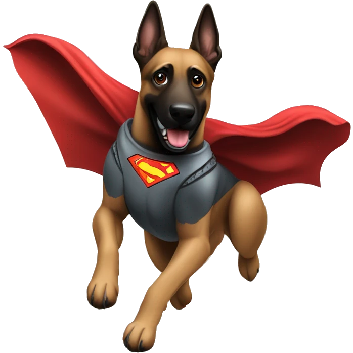 Belgian Malinois Dog Breed flying superman hero emoji