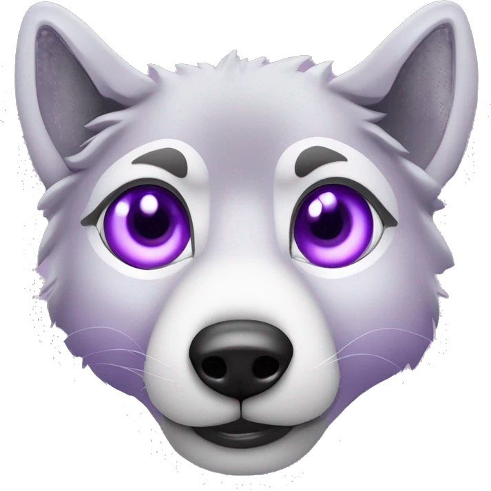 loup violet avec une loupe sur un oeil simple qui sourit ou qui dit merci emoji