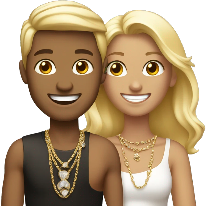 smiling couple with jewelry, light blond women  emoji