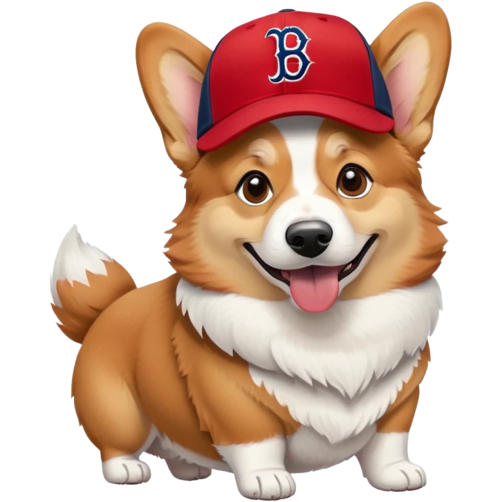 Corgi wearing Boston Red Sox hat emoji