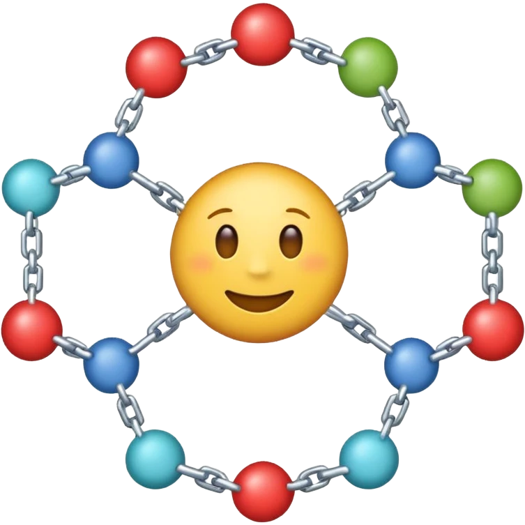 emoji-style illustration of a glycogen molecule: a central circle representing glycogenin with many short, branched chains radiating outward, each chain made of small connected circles representing glucose units, with frequent branch points, overall compact and tree-like emoji