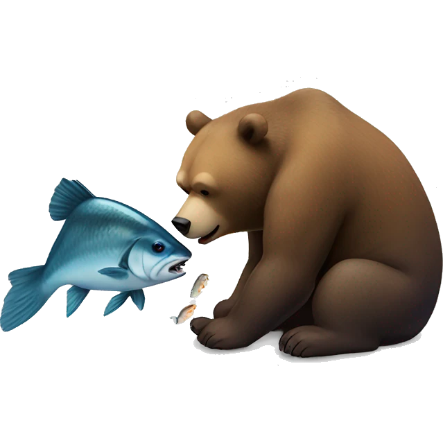 The bear is eating fish and there is a fish nearby emoji