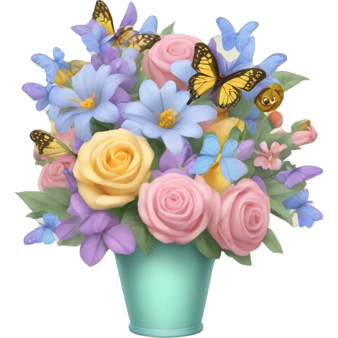 pastel bouquet with butterflies emoji