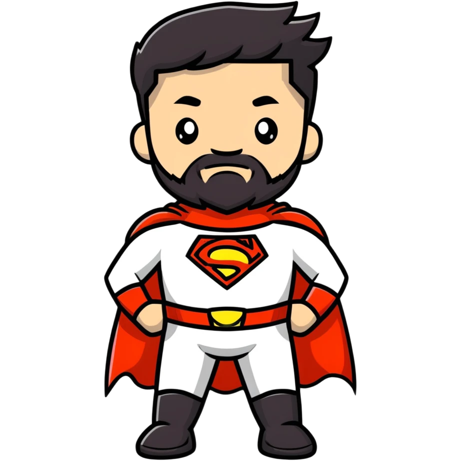 kid with beard wearing homemade superhero costume emoji