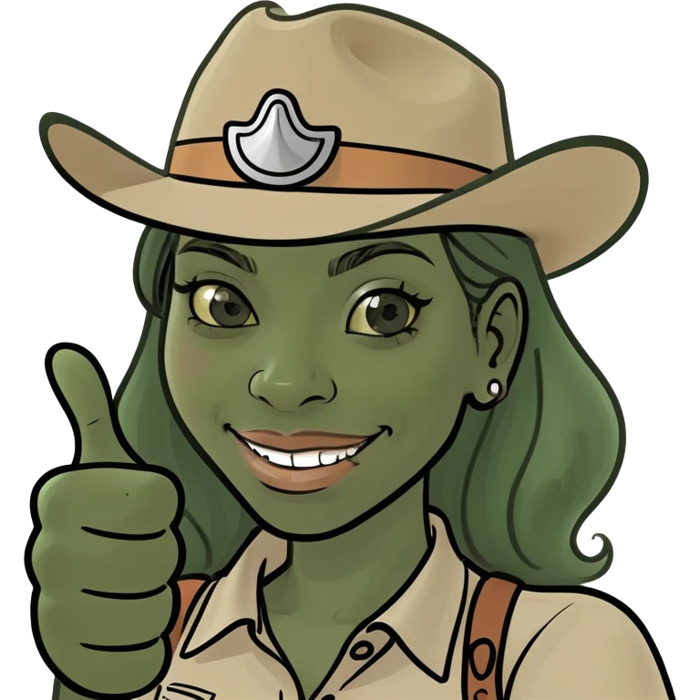 African American girl in cowboy hat giving a thumbs up emoji