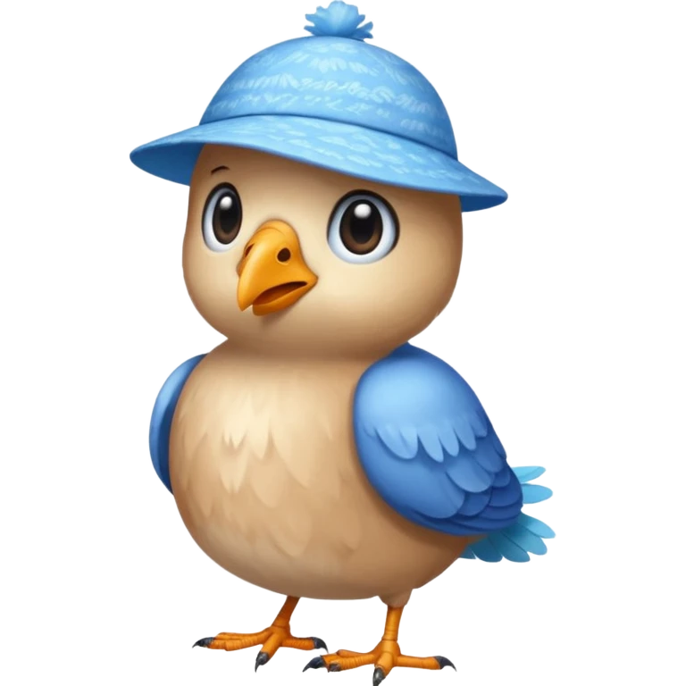A bird that has a pillow hat and has a blue summer shirt emoji
