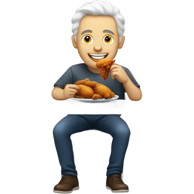 white person eating chicken emoji